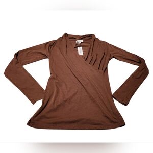 Women’s Large Velvet By Graham & Spencer Meri Wrap Front Fitted Long Sleeve Top